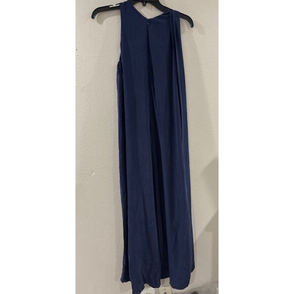 Cedric Charlier 100% Silk Layered Sleeveless Shift Dress navy blue size 6 - Picture 2 of 7